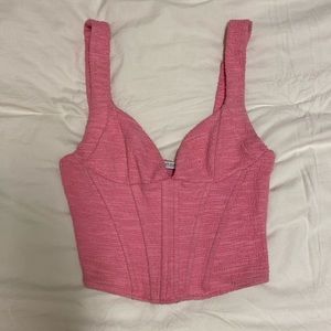Zara Pink Tweed Boucle Bustier Corset Top